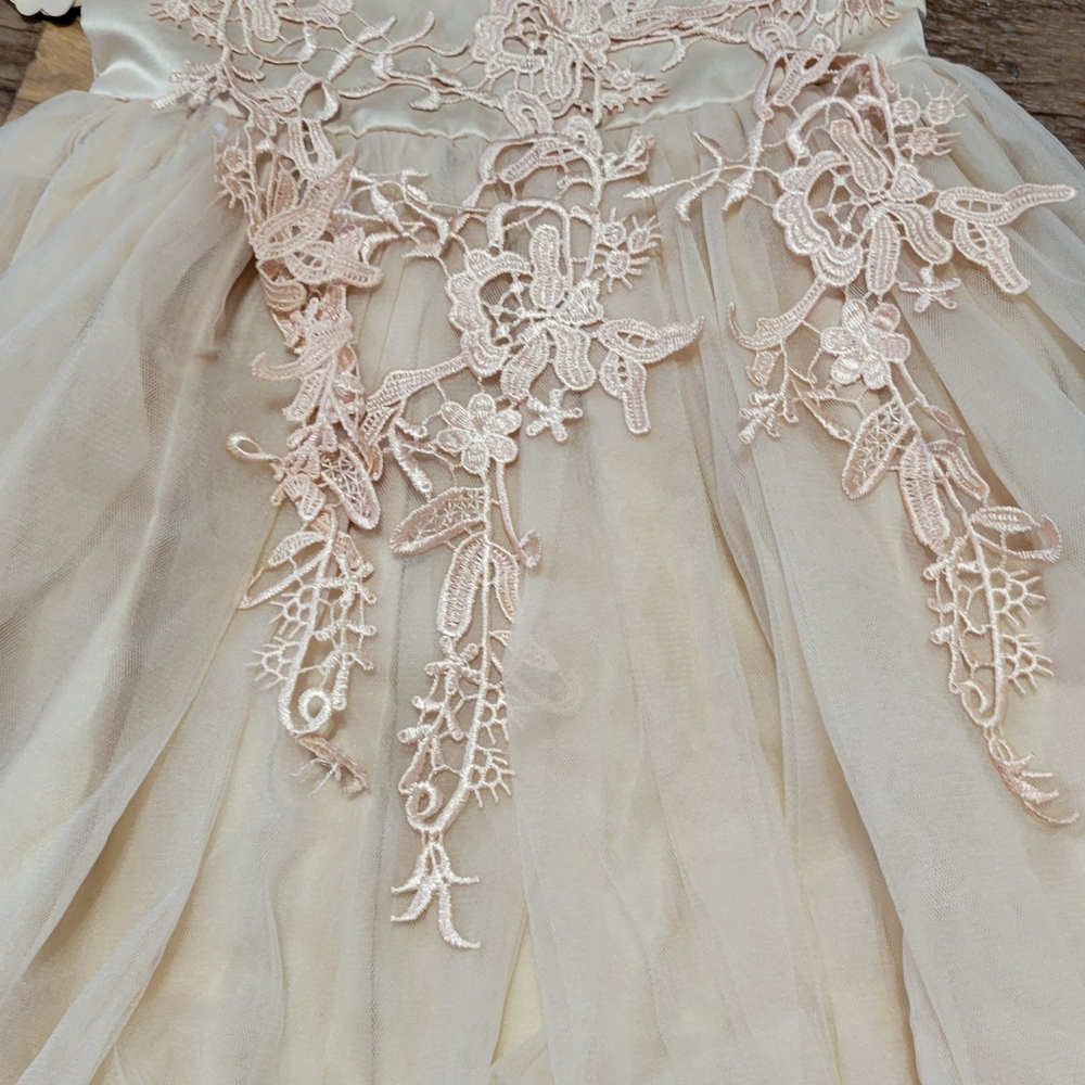 Charming Cream Lace Kids Dress